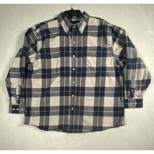 RidgeCut Sz 2XL Heavy Weight‎ Long Sleeve Flannel Shirt Blue Gray Tartan Plaid